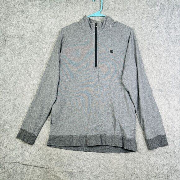 Travis Mathew Shirt Mens Medium Gray Quarter Zip Golf Performance Stretch Top - Picture 1 of 9